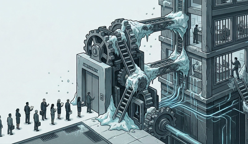 Illustration of an organization constrained by frozen systems